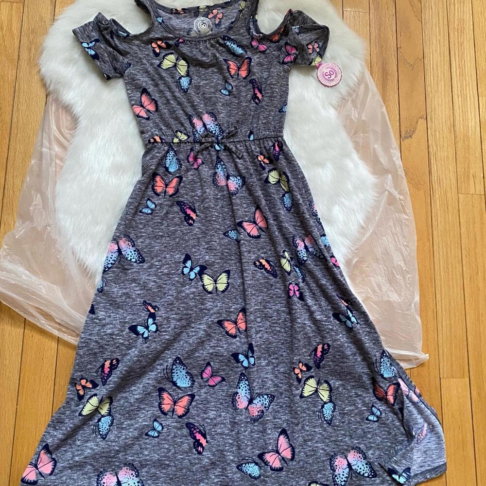 SO Girls' Butterfly Print Dress Size 7/8